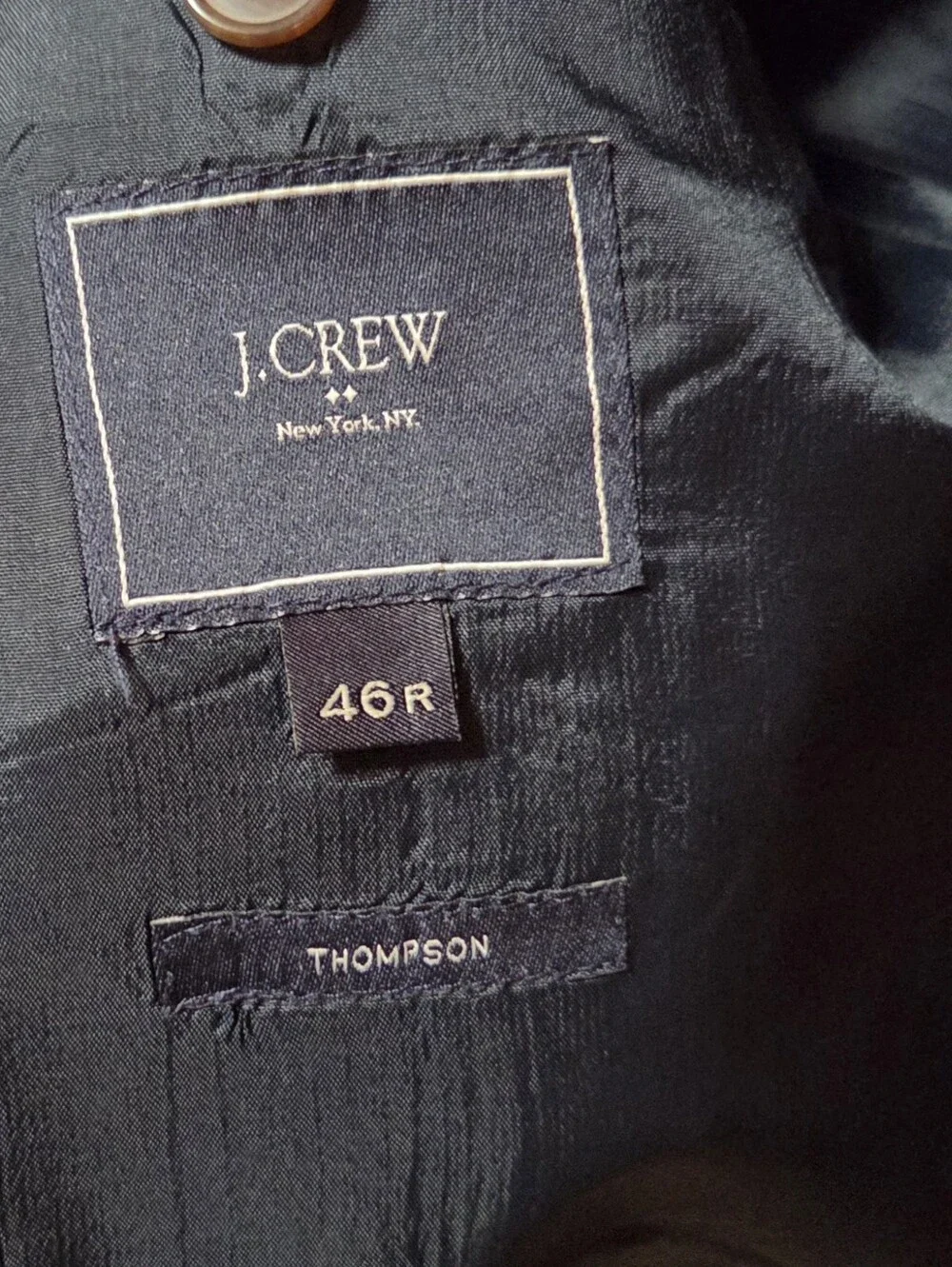 J. Crew Thompson Navy Blue Cotton Blazer Sport Coat Mens Suit Jacket Sizr 46R